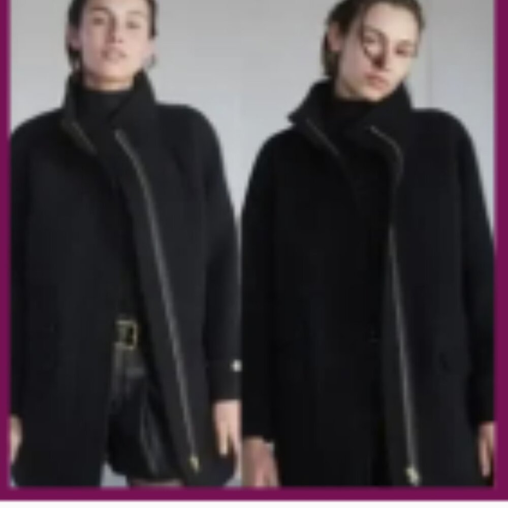 J. Crew Toscana Italian Wool Blend Asymetrical Zip Front Coat Size 00 - Picture 2 of 11